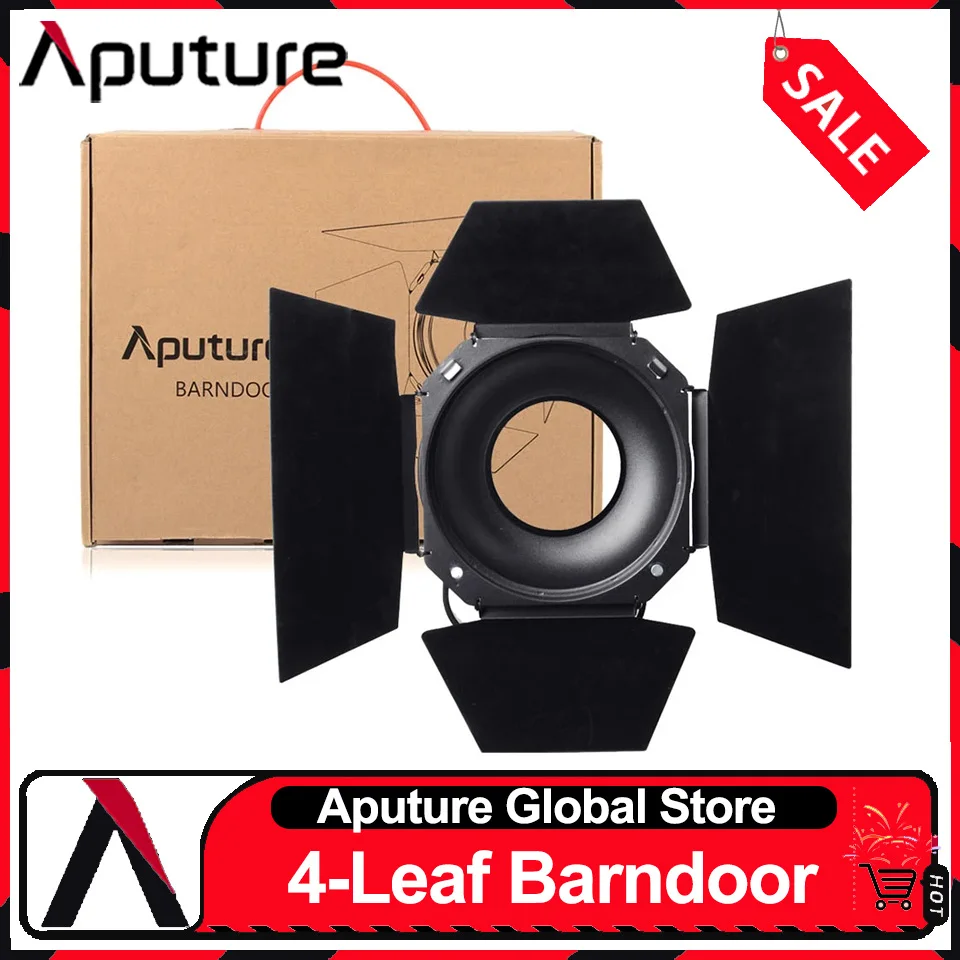 Aputure 4-Leaf Design Barndoor Standard 7-inch Bowens Mount Barn Door for Aputure LS 120D C120D II 300D LED Video Light 