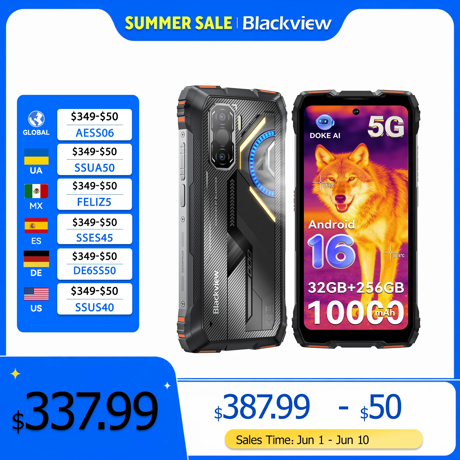 Blackview ROCK 3 Rugged Smartphone Android 15 6.78'' 2.4K Display Ultra-long standby time 10000mAh Thermal Imaging Backed by FLI