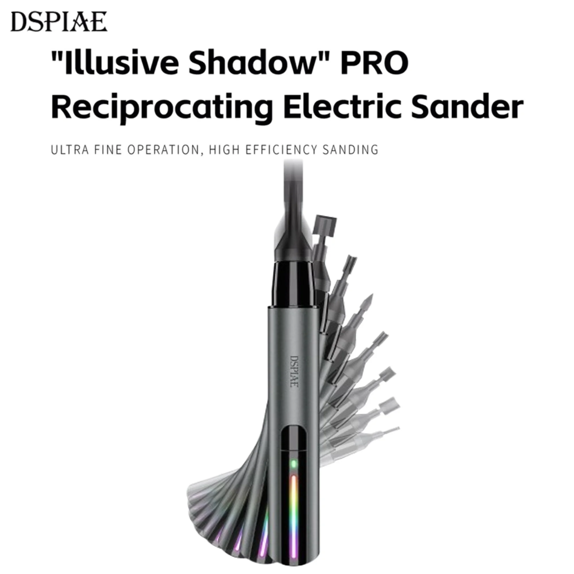 DSPIAE ES-A PRO Illusive Shadow Reciprocating Electric Grinding Pen Precision Miniature Model Sanding Assembly Craft Tool