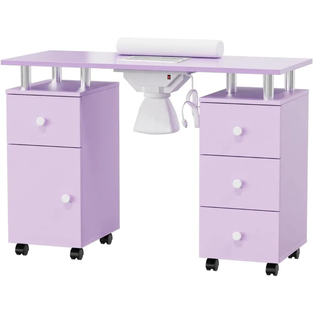 

Manicure Table Nail Desk for Nail Tech, Nails Table Station w/Electric Dust Collector,Makeup Storage for Salon Acetone Resistant