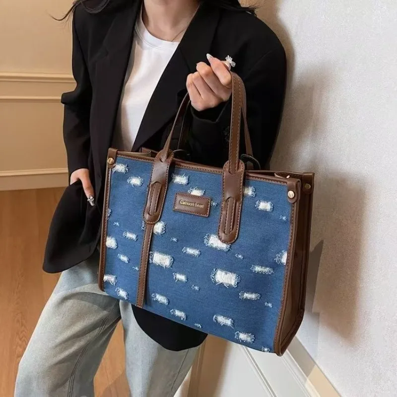 

Портативная женская сумка-тоут большой вместимости для поездок на работу, элегантная сумка на плечо, универсальная, изысканная, простая, повседневная