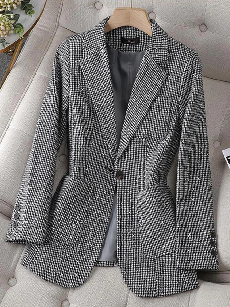 2023 neue frauen Harajuku Lose Anzug Pailletten Shorts Zwei-Stück Set Neue Frühling Herbst Jacke Blazer + Shorts lose 2 Piec