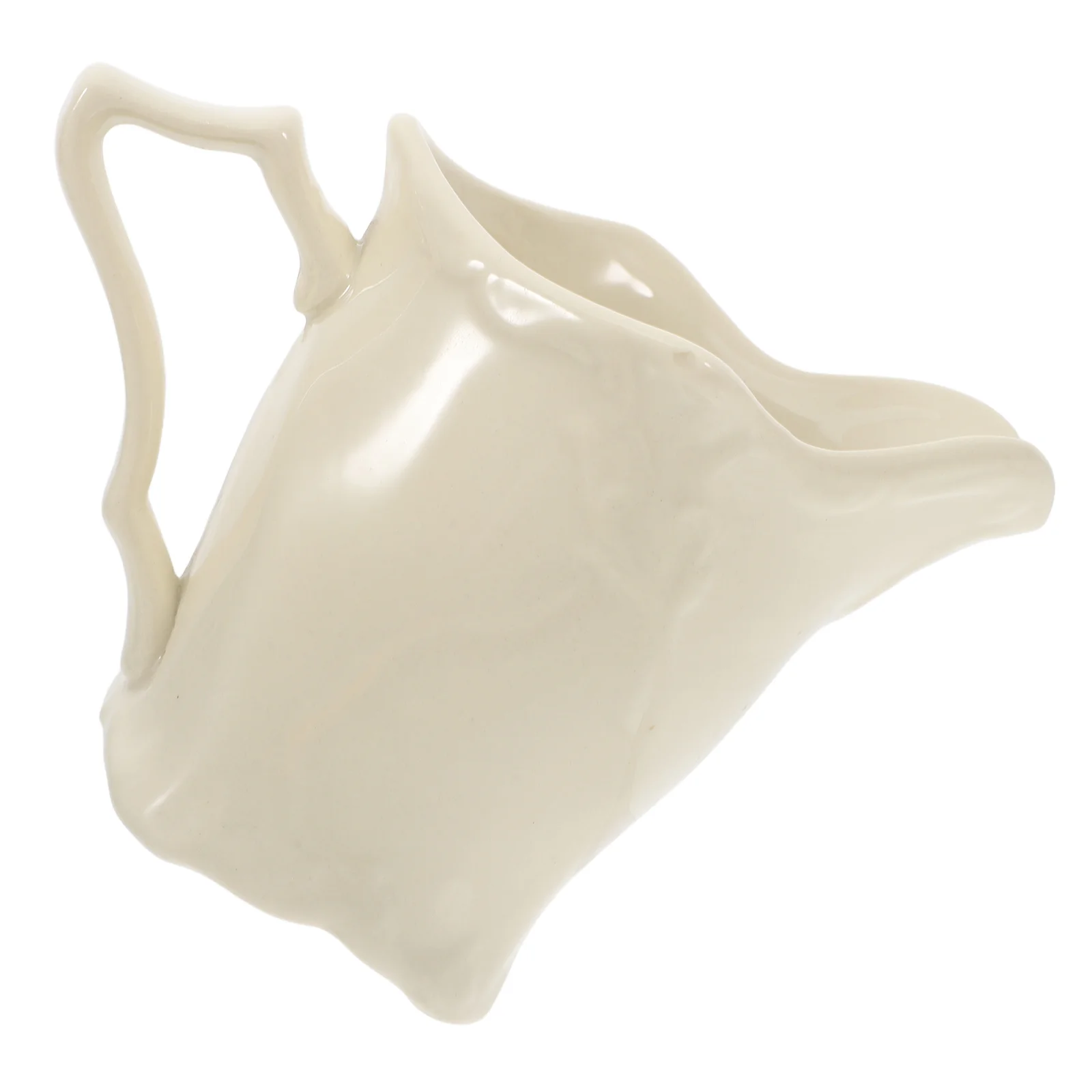 

Beige Ceramic Coffee Creamer Jug Embossed Milk Frother Pitcher for Latte Tea Serving Porcelain Gravy Pitcher Ceramic Mug