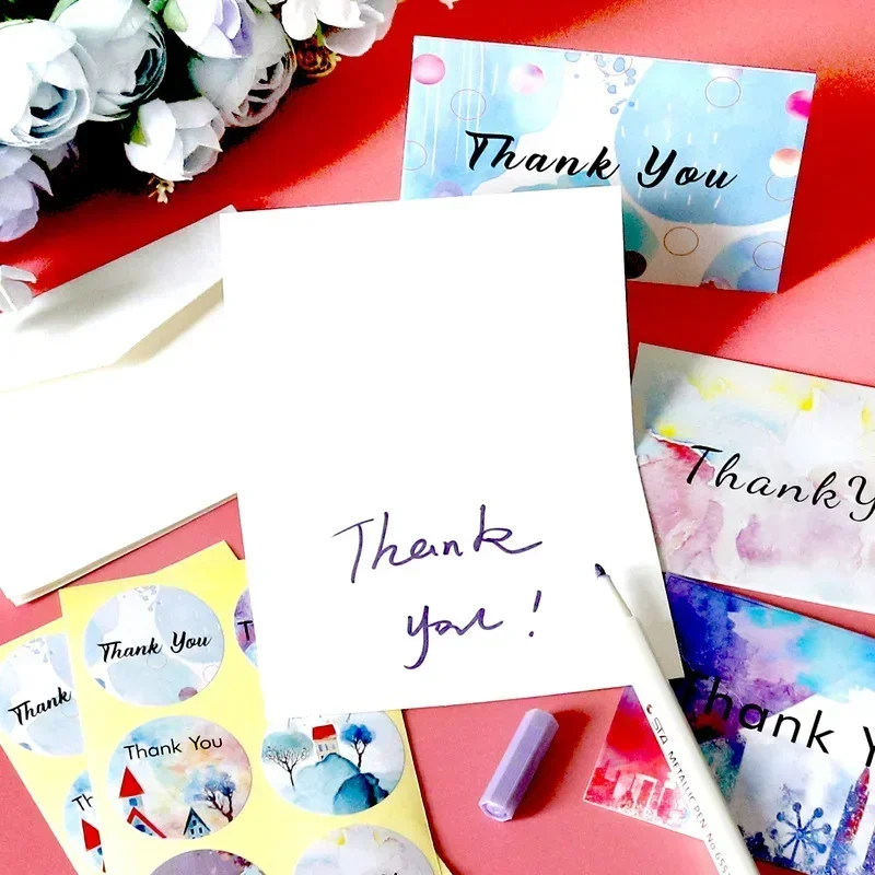 Universal Tie Dye Thank-you Card Ink Style Wedding Party Blessing Message Folding Handwritten Card Gift Decoration Cards