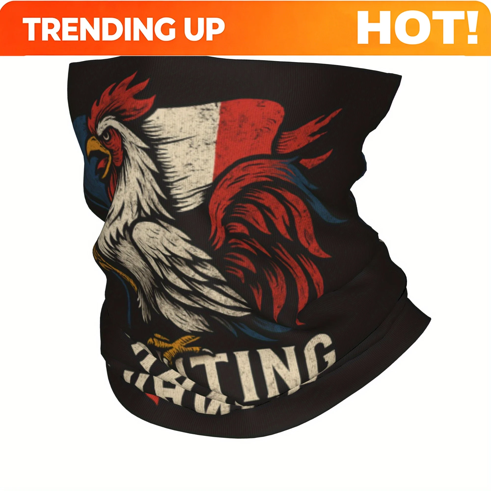 Customization Gallic Rooster Battle Flag Biker Airbrush Style Scarf Neckerchief Neck Face Mask Polyester