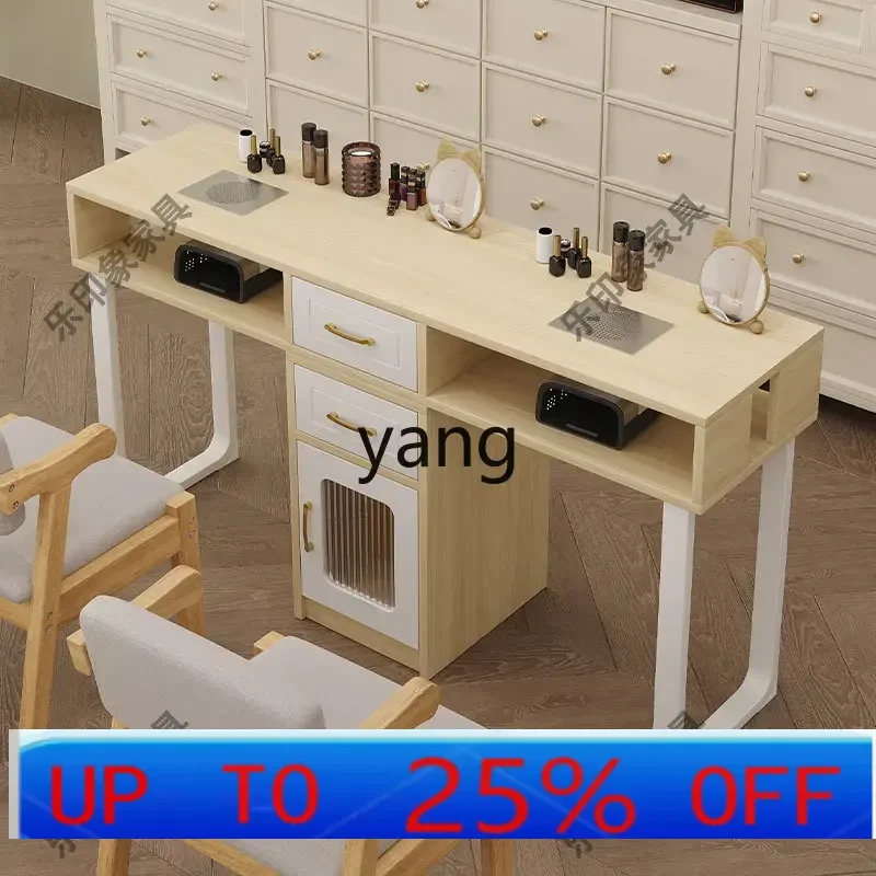 

LMretro manicure table with vacuum simple double-layer storage special table workbench