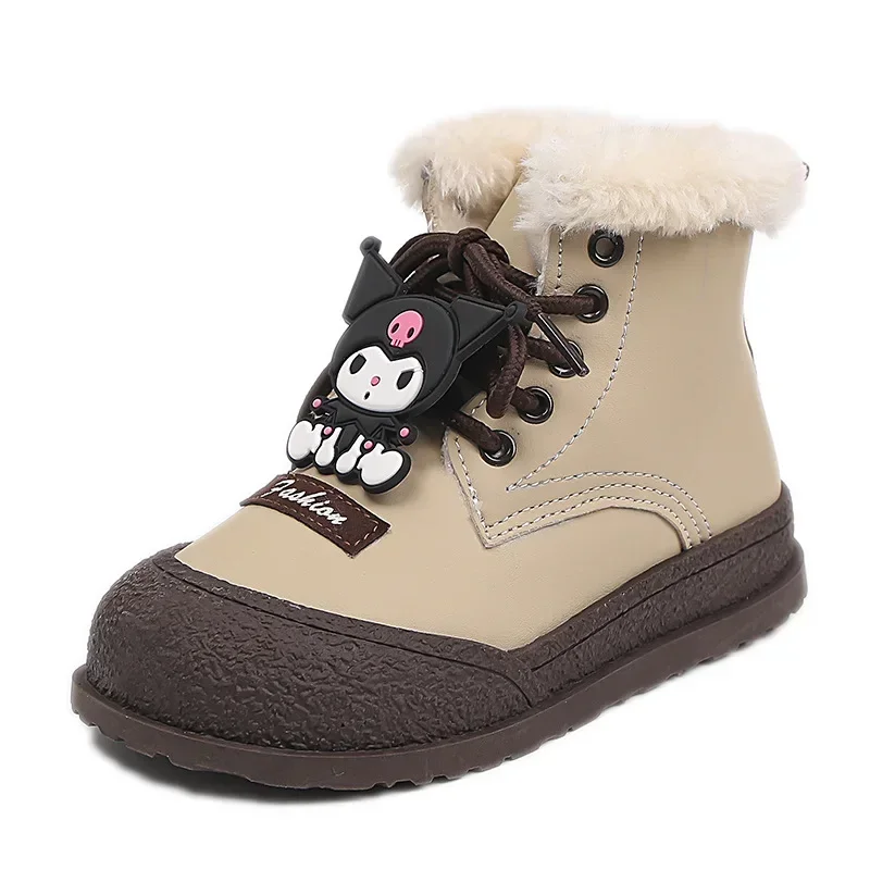 

Sanrio Girls Kuromi Warm Cotton Boots 2024 My Melody Winter Cartoon plush Fleece Cotton Booties Kids Fur Snow Boots