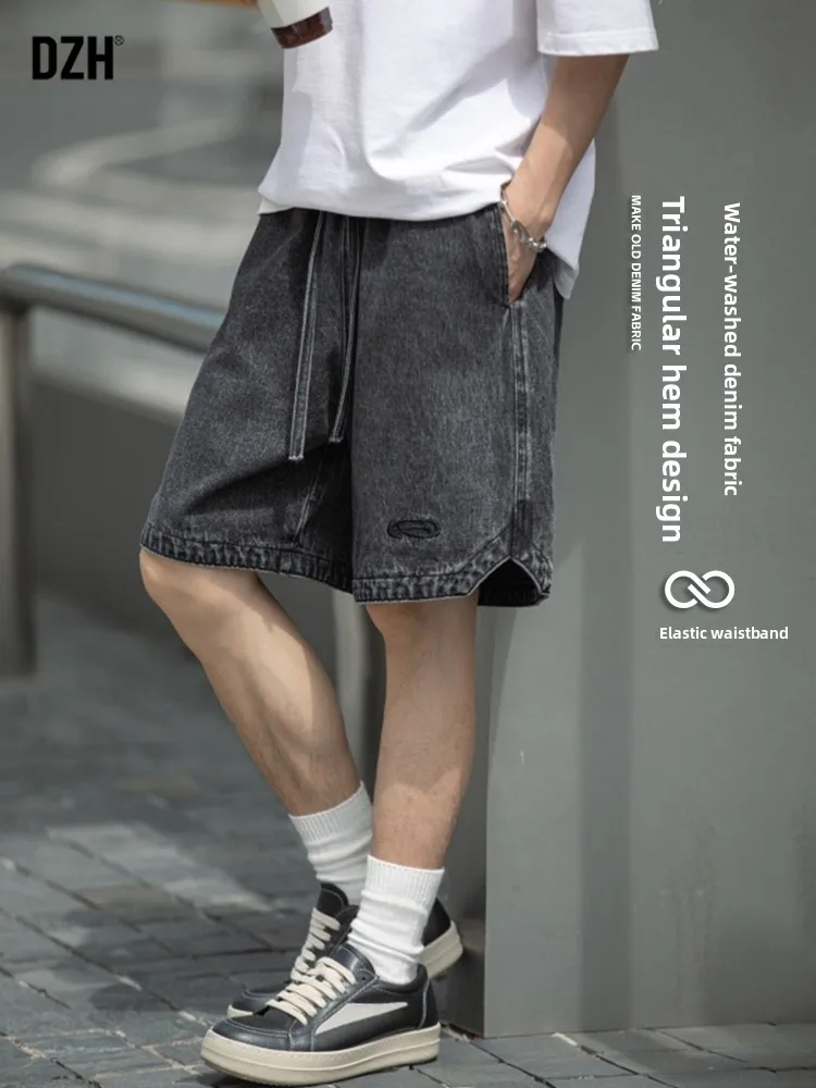 

Retro American Denim ort Pants Men's Summer Embroidery orts Haome Five-Point Men's Pants f-Pants Trendy Casual orts