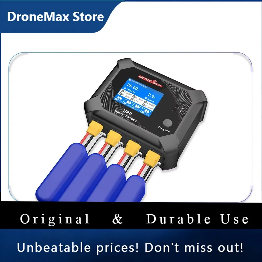DroMaUltraPower UP9 Smart Blance Charger Discharger AC 100W DC 200W LCD 4Ch Charger For 1-6S LiPo/LiHV/LiIon/LiFe Battery RC Mod