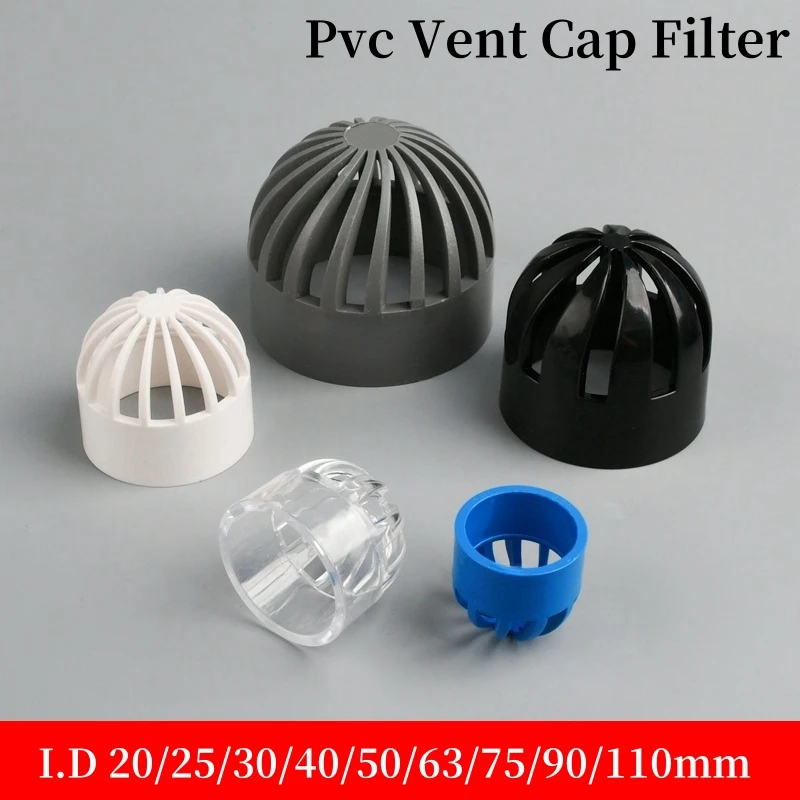 1PC 20~110mm PVC Round Air Duct Vent Cover Breathable Cap Fish Tank Permeable Seafood Pool Overflow Aquarium Pipe Fitting Filter