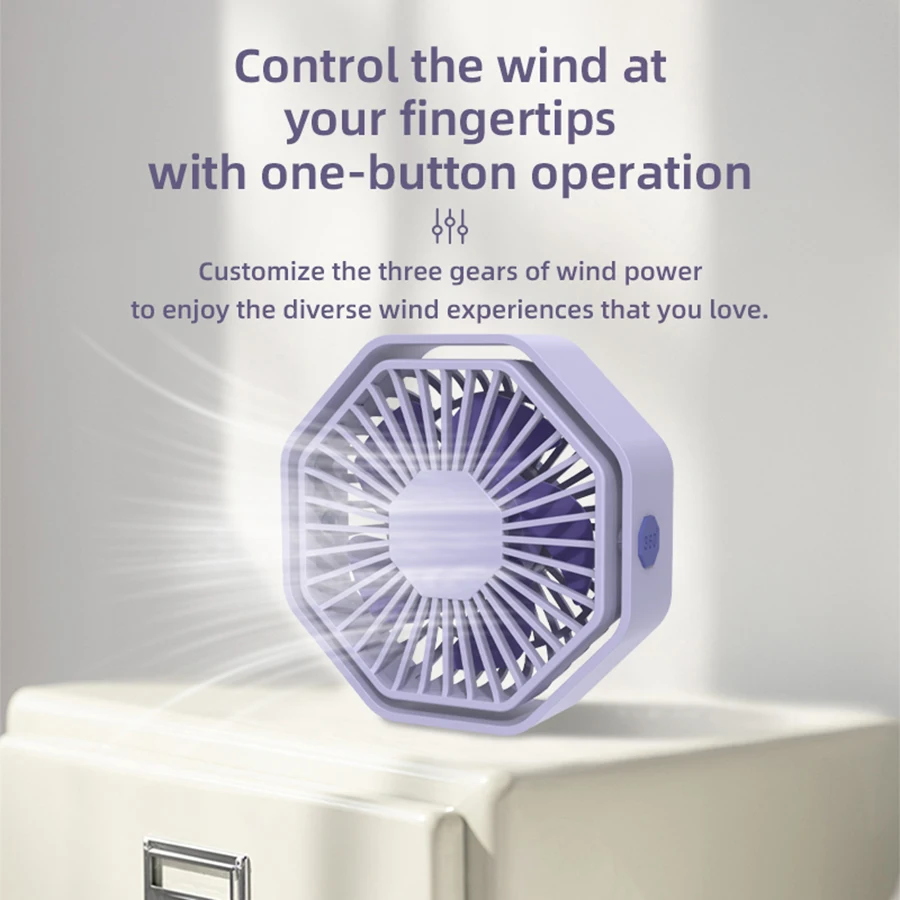 360° Adjustable Desktop Fan, Hexagon Design, 3 Speeds, Quiet Strong Airflow, USB Fan for Home Office Dorm Study Room image 2