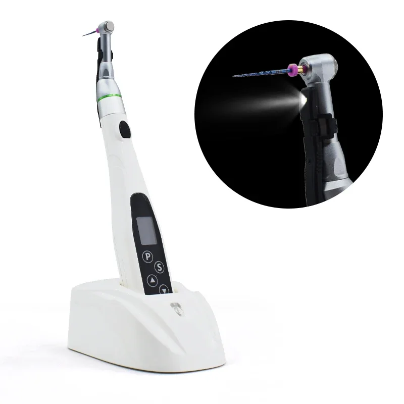 den tal Equipments Endo Motor Led Lamp 16 : 1 Reduction Contra Angle Wireless Endodontic Root Canal  Machine