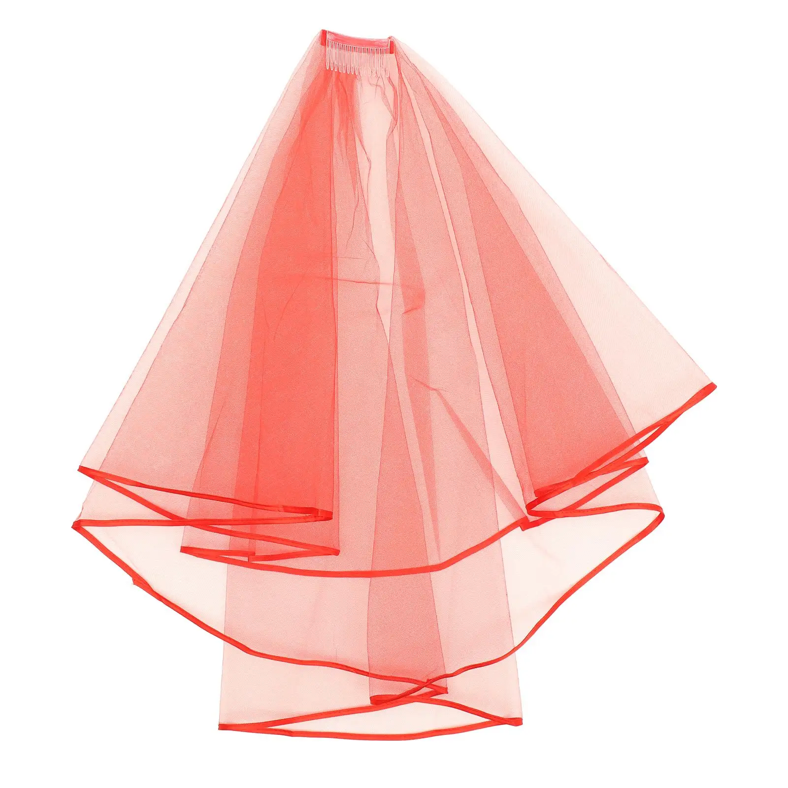 

Double-layer Satin Bridal Veil Short Style Wedding Party Photography Accessories Black Color Bridal Decorations