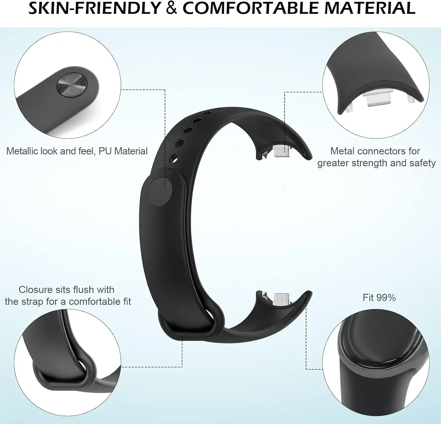 3 Pack Soft Silicone Strap for Xiaomi Mi Band 10 Sports Breathable Bracelet Wristband for Mi Band 9 8 Replacement Accessories