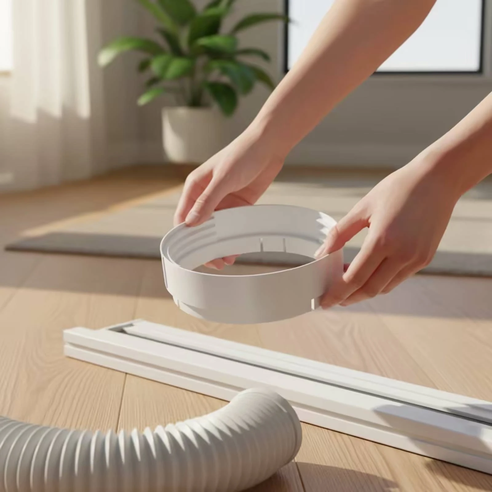Window Slide Plate with Connector Easy to Install Window Kit with Hose Adapter Exhaust Panel Tool-Effortless Energy Efficient