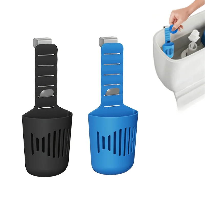 Adjustable Toilet Tank Cleaning Bracket, Tank Replacement Part, Hanging Toilet Cleaning Box with Hooks