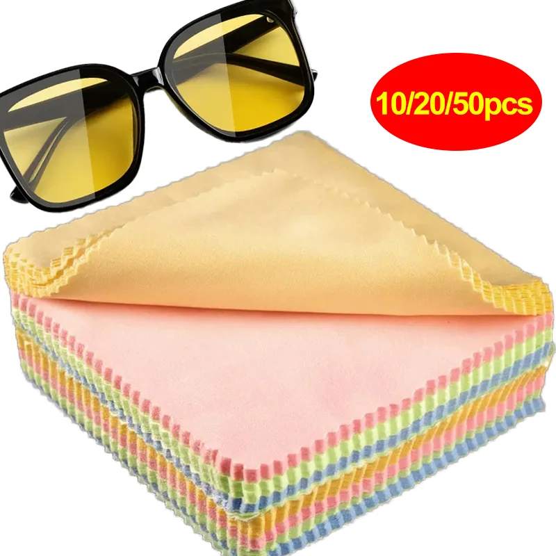 5/50pcs Eye Glasses Cleaning Cloth Reusable Microfiber Glasses Cleaner Fabric Cloth for Sunglasses Camera Phone Lens Wipes Cloth