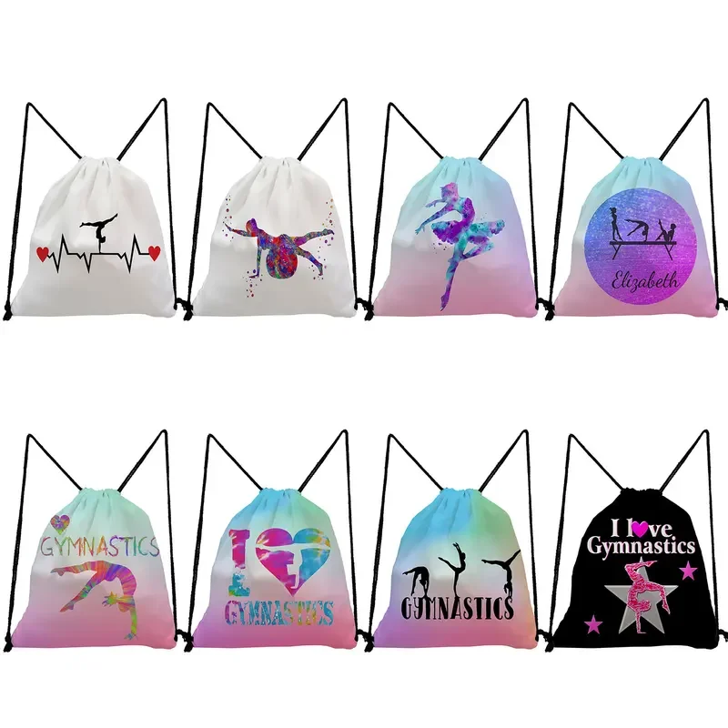 

Custom Rhythmic Gymnastics Printed Backpack For Students Ballet Dancer Sport Girls Drawstring Pocket Eco High Quality Shoes Bag