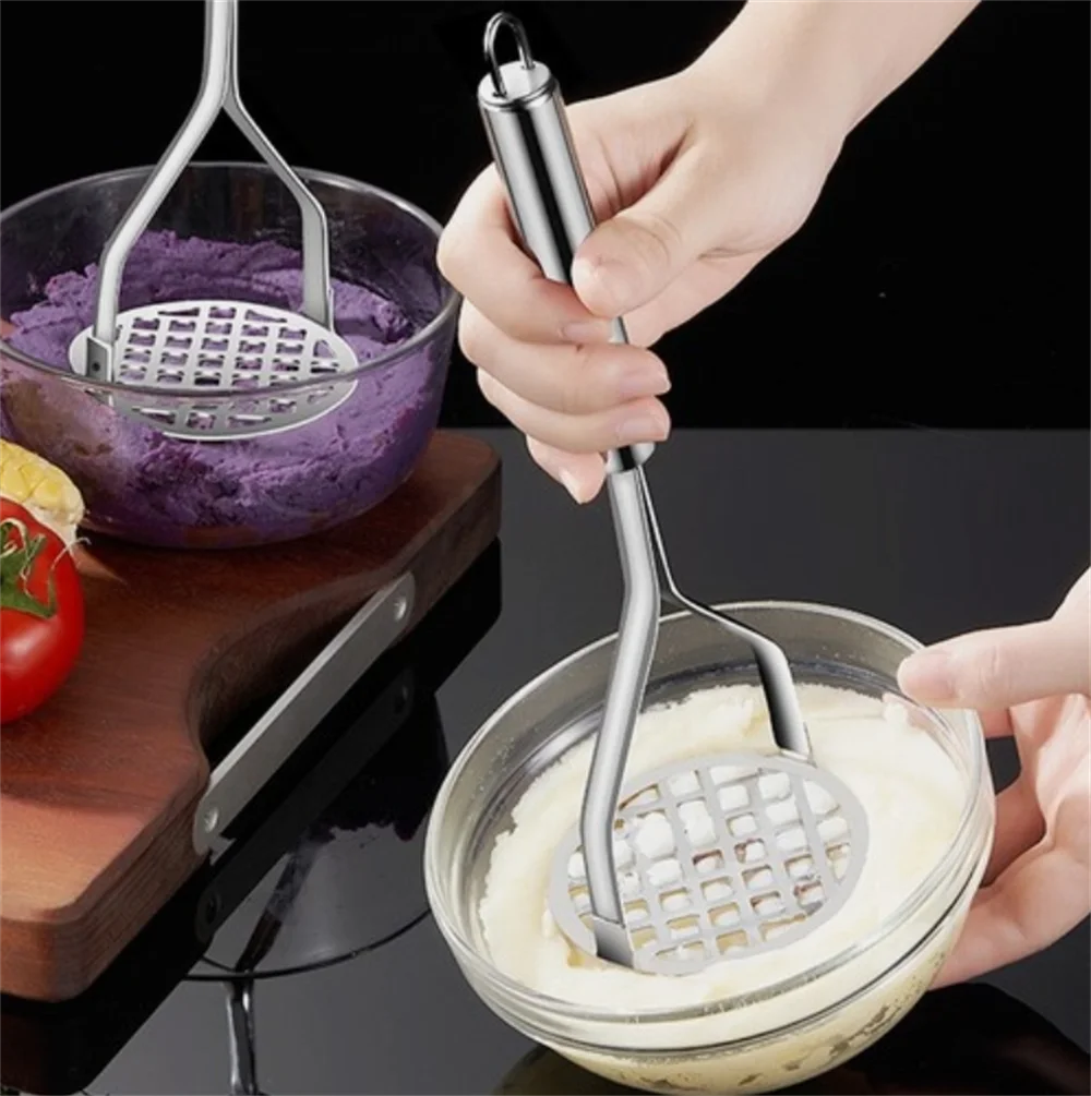 هراسة بطاطس من الفولاذ المقاوم للصدأ - أداة ضغط طين المطبخ لعصير الفاكهة، صانع هريس متعدد الأغراض