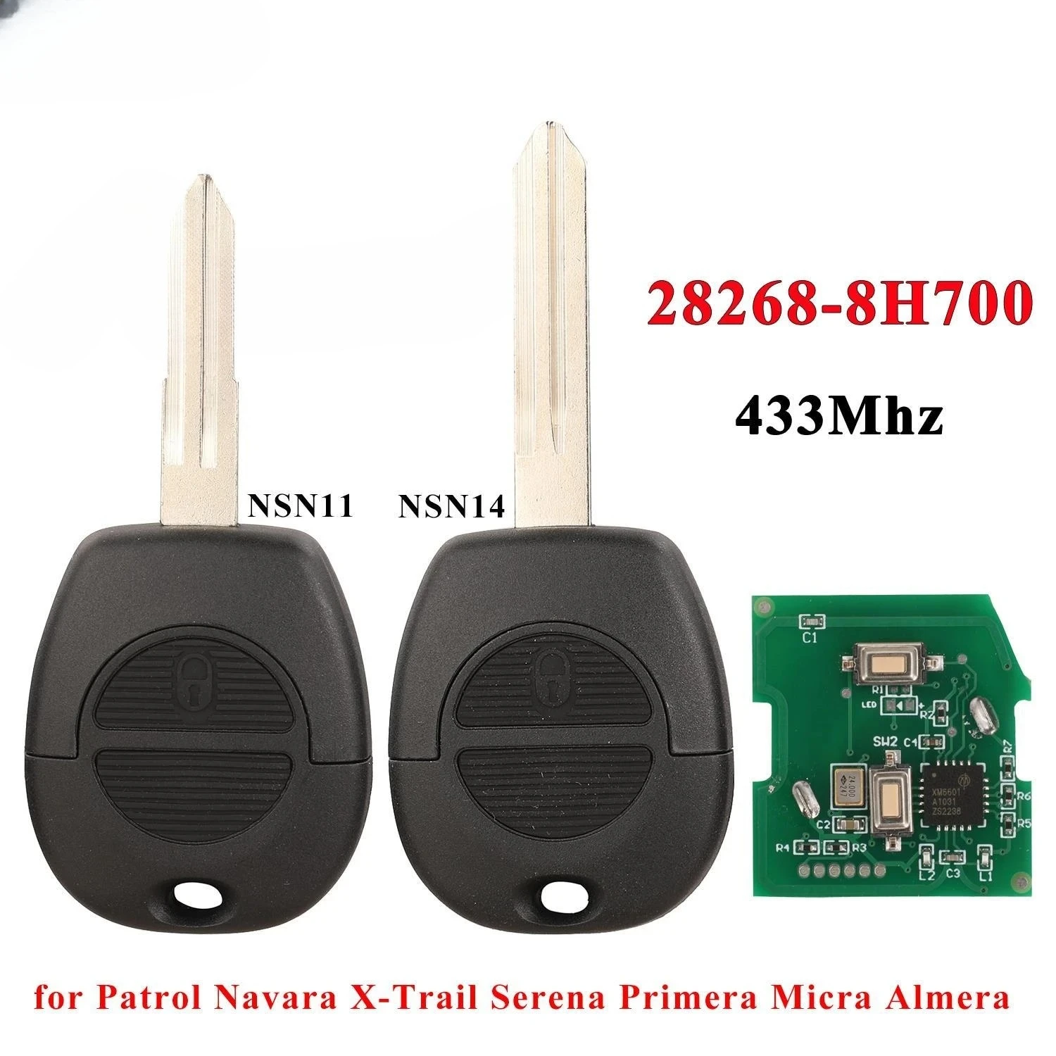 

433 МГц 28268-8H700 Дистанционный автомобильный брелок для Nissan Patrol Navara X-Trail Serena Primera Micra Almera без чипа 2BT Control