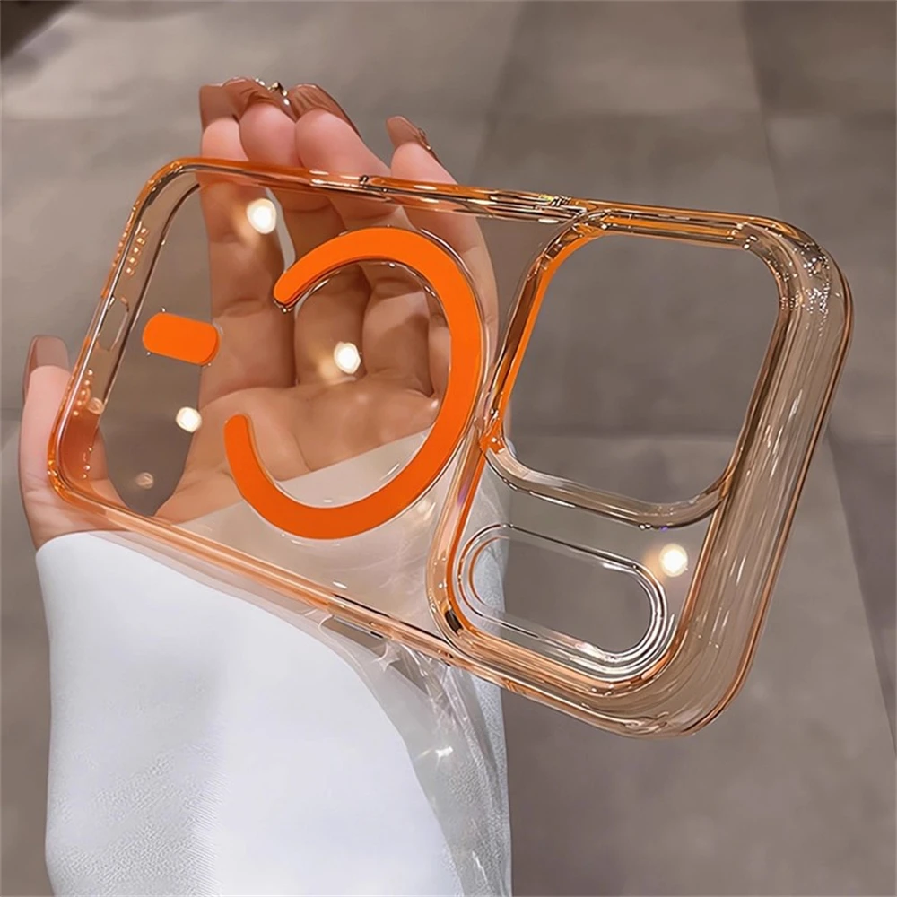 

Camera Button for Magsafe Clear Case for iPhone 17 Pro Max 17 Air 16 15 14 Magnetic Wireless Charging Acrylic Armor Hard Cover