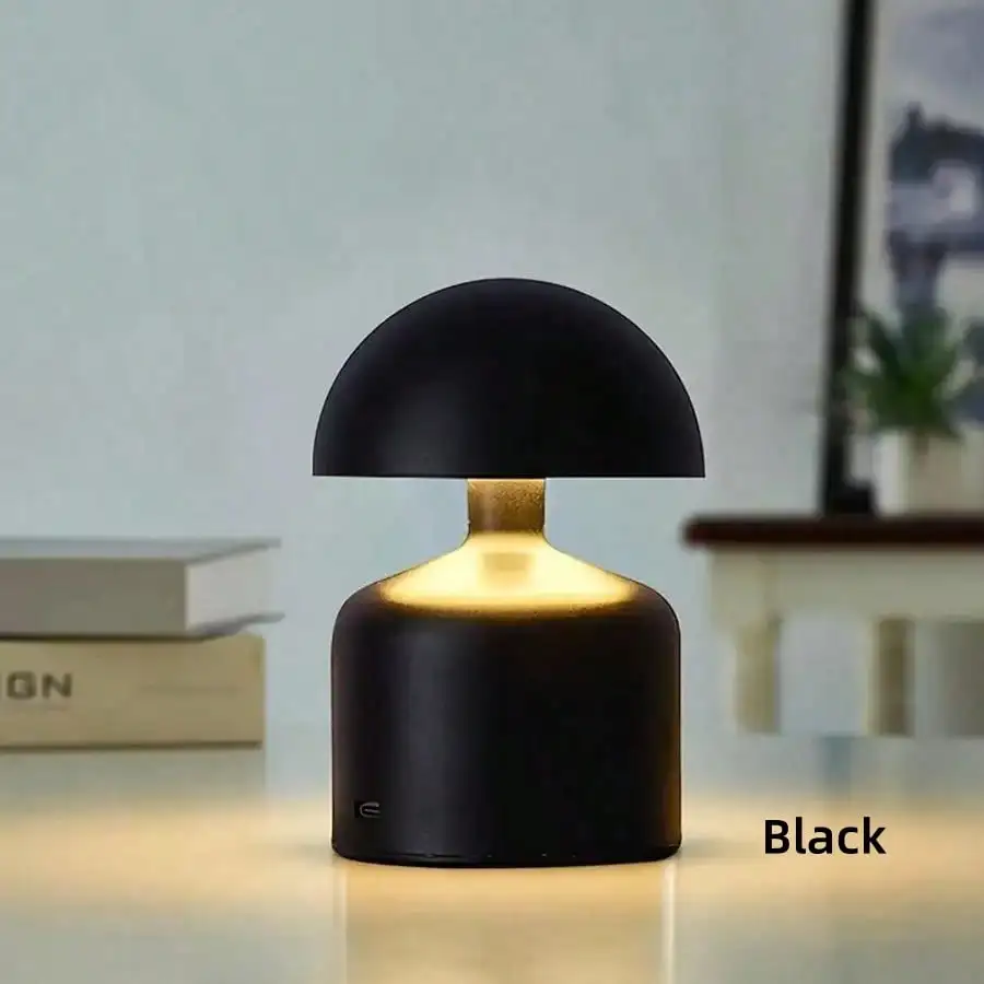 Lampada a fungo senza fili da 1 pezzo: controllo touch, dimmerabile, ricaricabile tramite USB, lampada da comodino/scrivania portatile