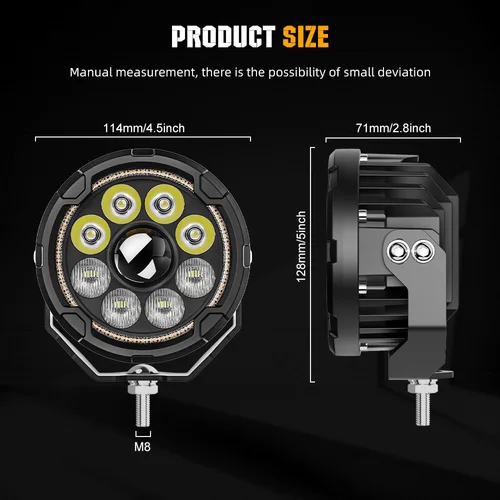 Imagen 2 del producto Luces de Moto HL de 4,5 pulgadas con haces altos y bajos ámbar DRL ADV Enduro Street GR foco externo auxiliar para motocicleta BMW GS 12-36V