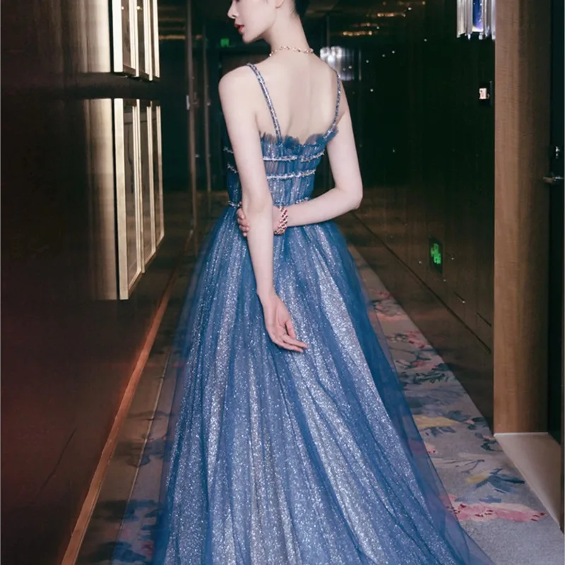 Blue New Style Elegant Birthday Party Banquet and Noble Dress