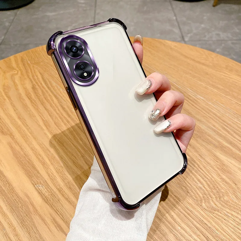 For Oppo A58 Case OPPO A78 Cover OPPO A58 4G A78 5G Phone Case A78 4G A58 5G Bumper Shockproof Protect Cover Clear electroplate