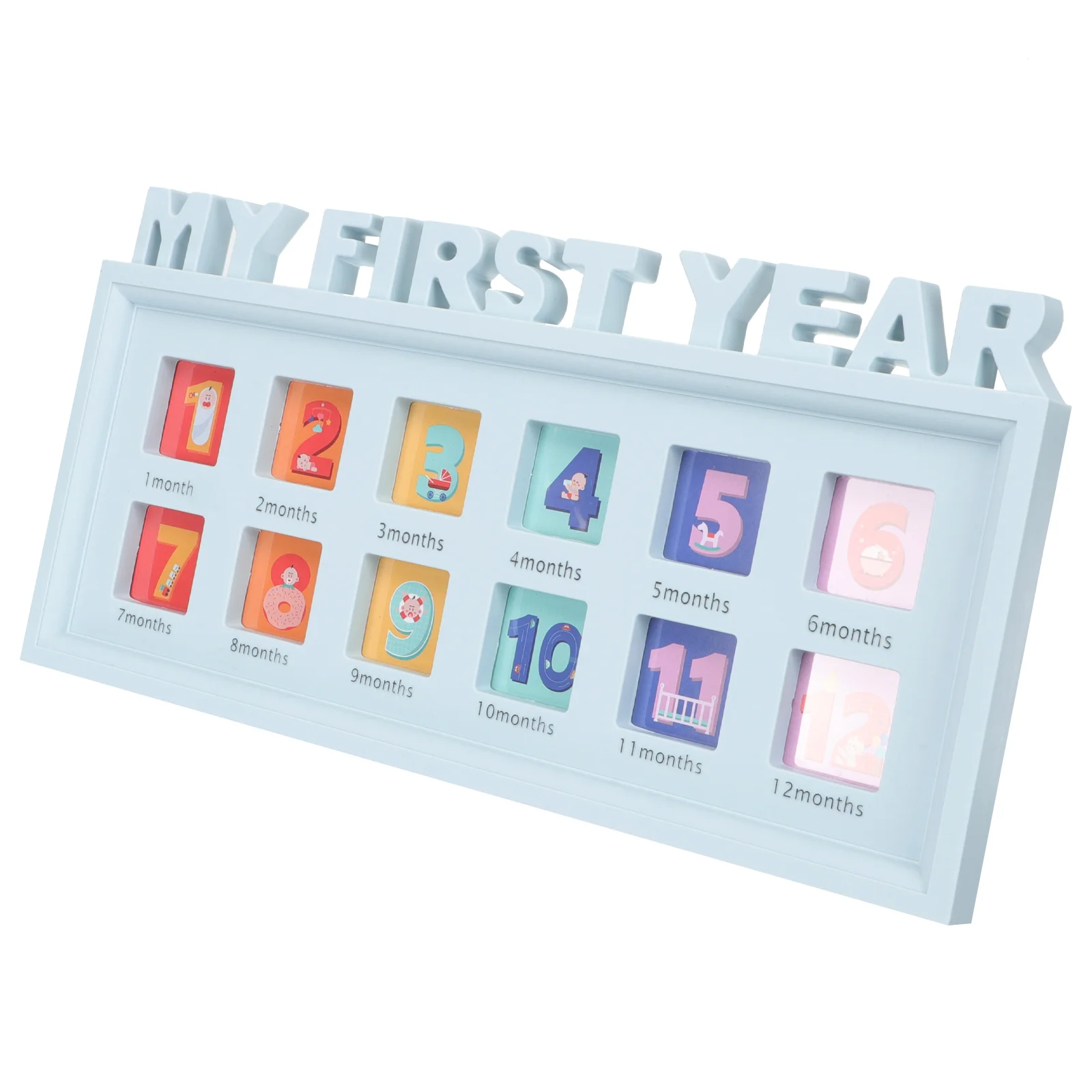 Picture Frame First Year Photo Holder Baby Book Gift Commemorative 12 Month White Shower Girl