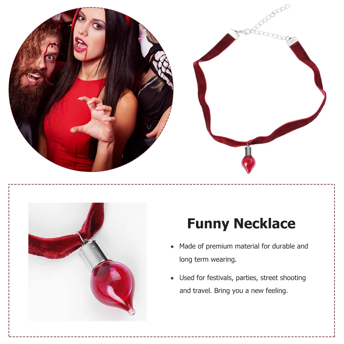 

1pc Blood Vial Choker Necklace Unique Gothic Party Decoration Halloween Christmas Costume Accessory For Women