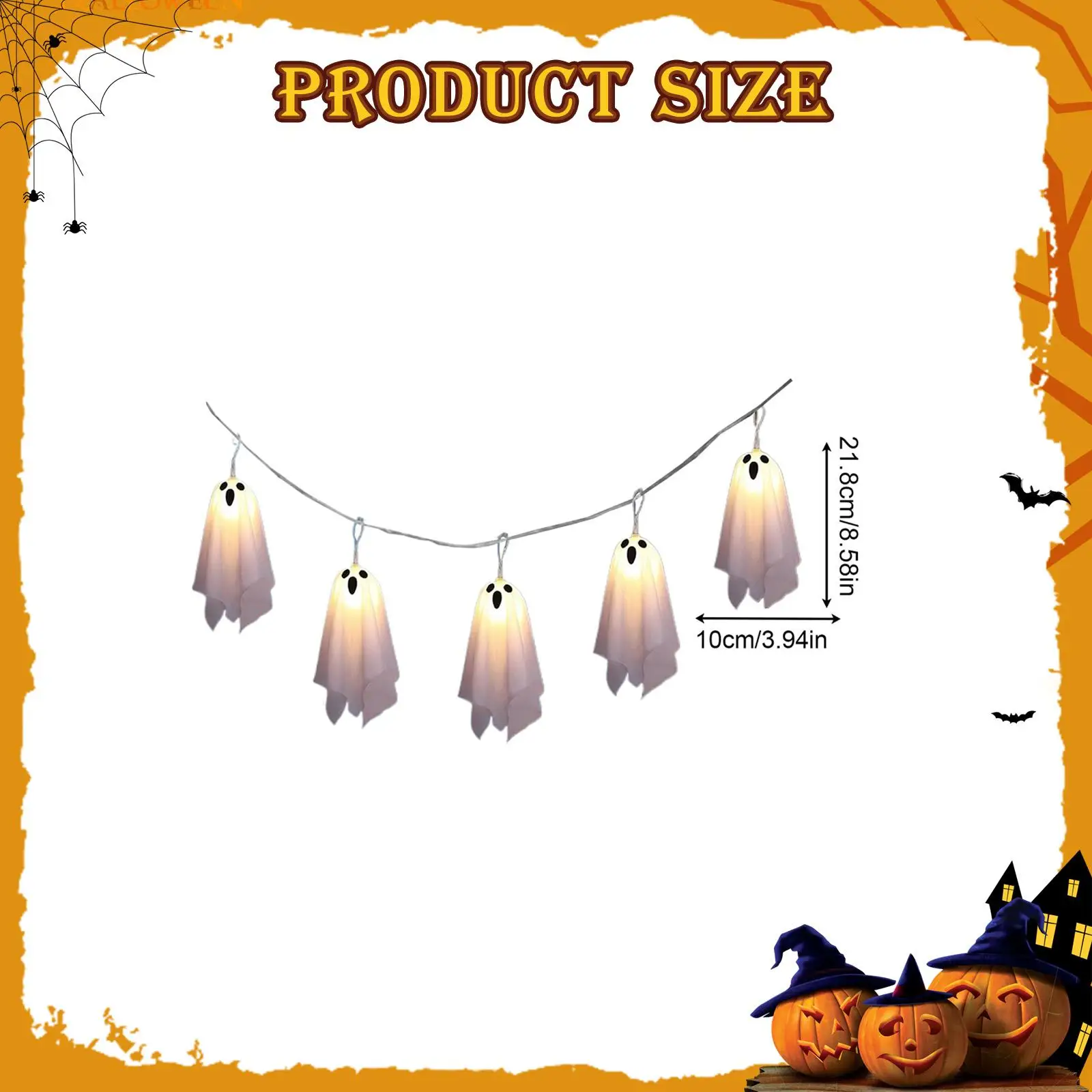 White Evil Shape Halloween String Lights LED Garland for Haunted House Window Wall Festive