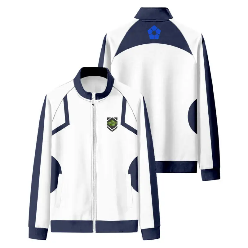 Men's Anime Blue Lock Reo Nagi Bachira Isagi Chigiri Zip Uniform Coat Role Play Costume Blue White Sportswear Daily Wear