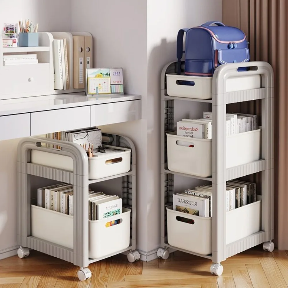 New 2/3-Tier Rolling Storages Cart 4 Wheels Movable Multi-Layer Storage Rack Multifunctional Large Capacity Small Cart Rack