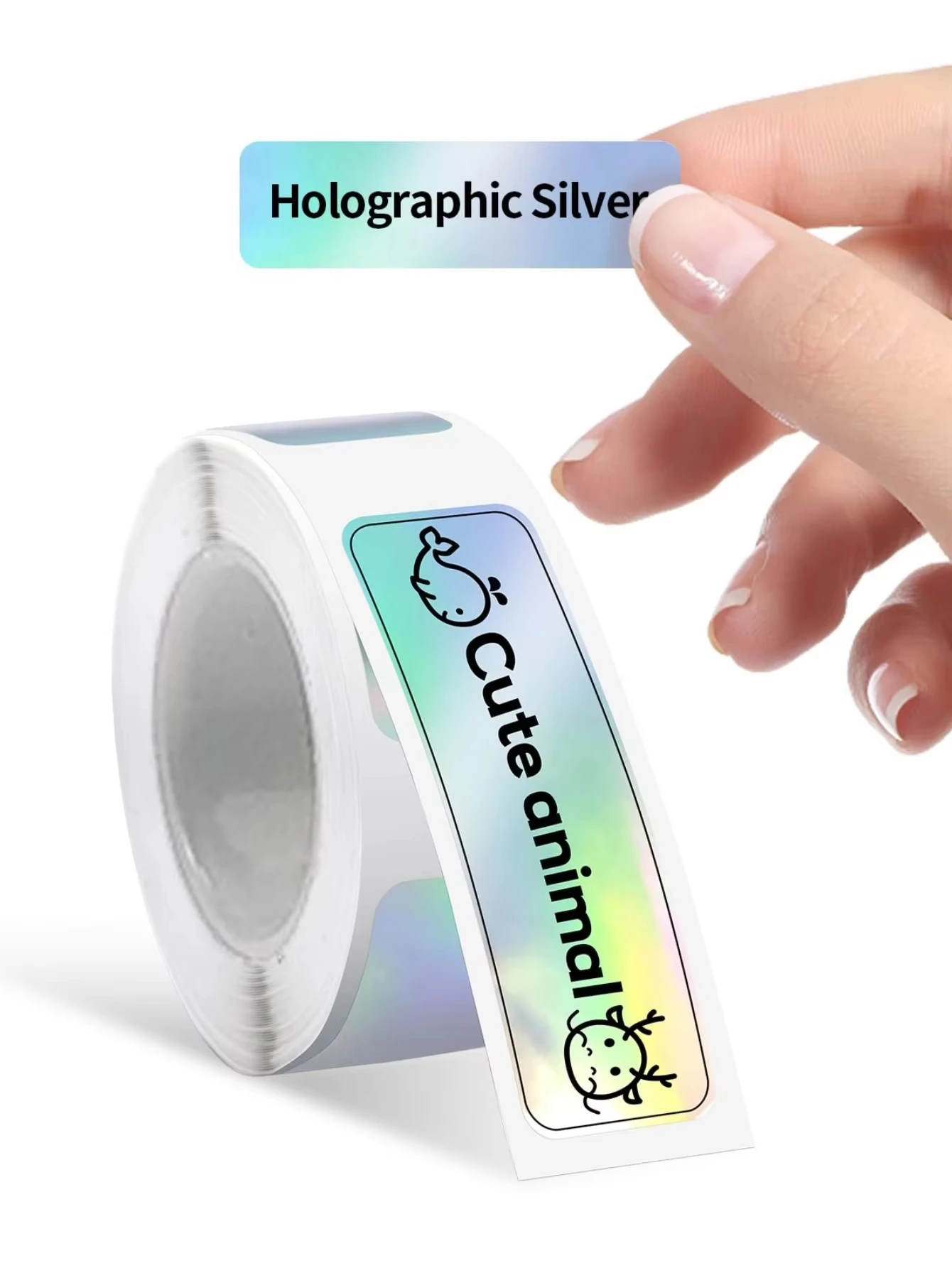 12x40 مللي متر تسميات الليزر الثلاثية الأبعاد الفضة تسميات بريق ملصقات معدنية للهدايا/المكتب/المطبخ Compat Phomemo D30/Q30 الطابعة