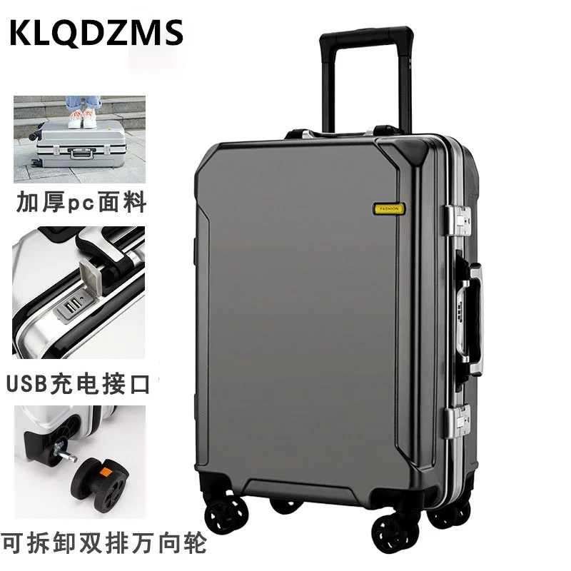 KLQDZMS-Bagagem de Viagem, Caixa de Embarque Feminino com Rodas, Trolley Case, Mala de Estudante, ABS e PC, 20 "24" 26"