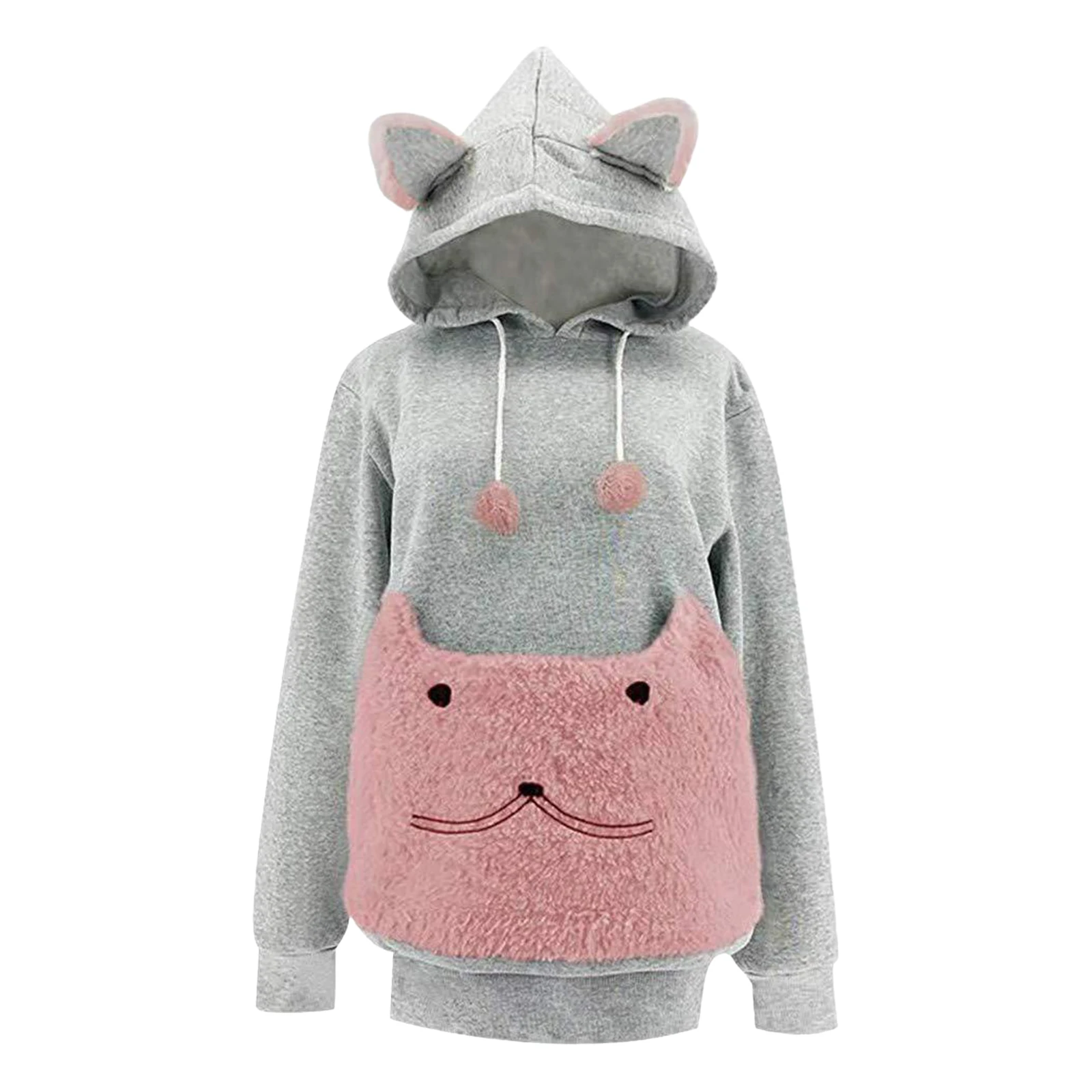 Cat Lovers Hoodie Kangaroo Dog Pet Holder Carrier Big Pouch Pocket Paw Pullovers Sweatshirt Animal Pouch Hood Carry Cat Pullover