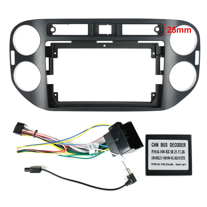 For 9inch Host Unit Car Radio Fascia Frame For Volkswagen VW Tiguan 1 NF 2006-2016 With Cable CANBUS BOX Dash Fitting Panel Kit