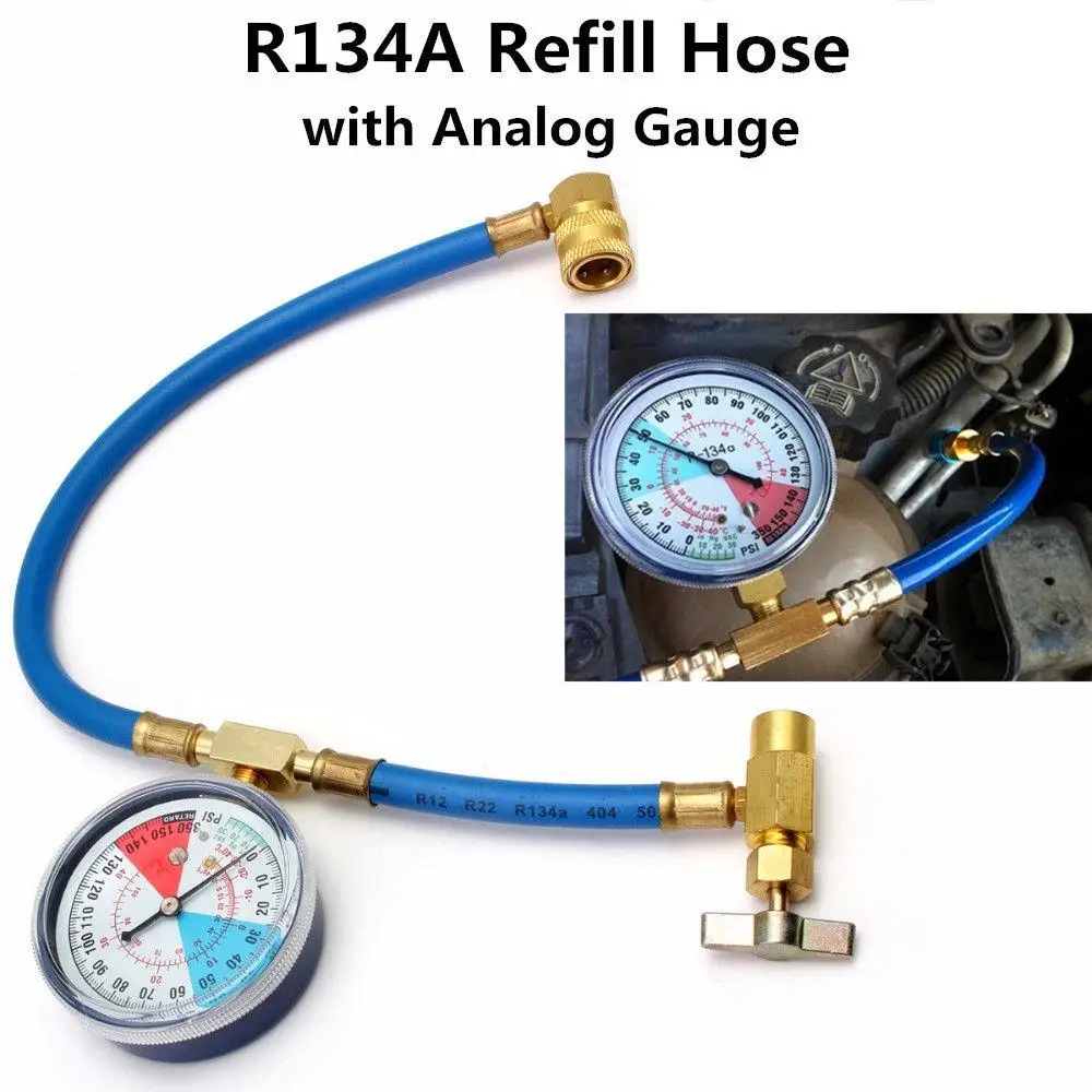 

1/4''SAE R134A to R12/R22 A/C Recharge Hose Charging Pipe Gauge