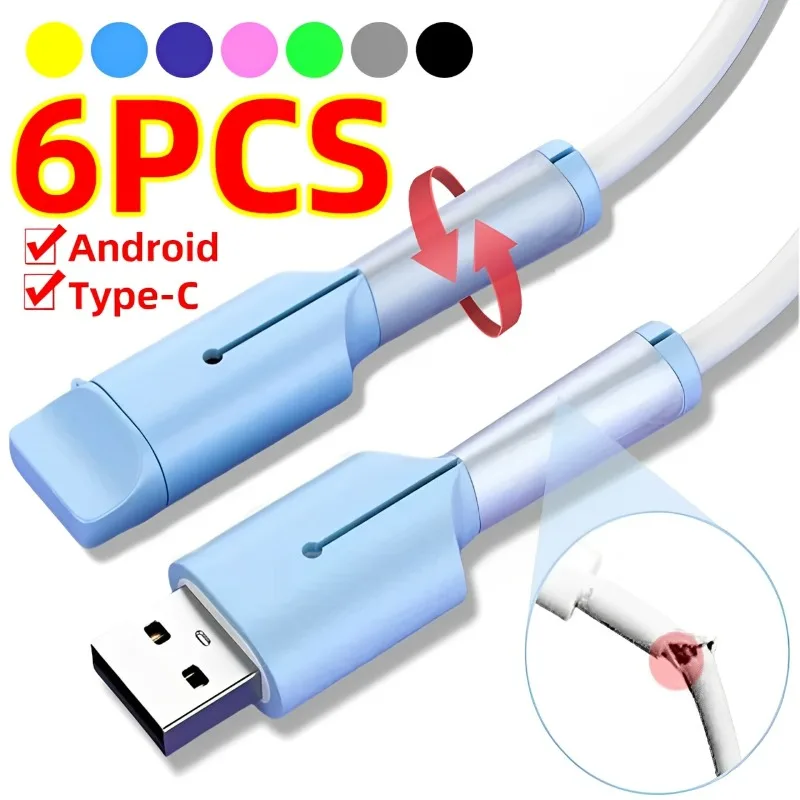 

6-2 шт., силиконовая защита для намотки кабеля типа C, USB, защита от разрыва линии передачи данных, защитный колпачок с двойным типом для iPhone 16 15 Xiaomi Huawei