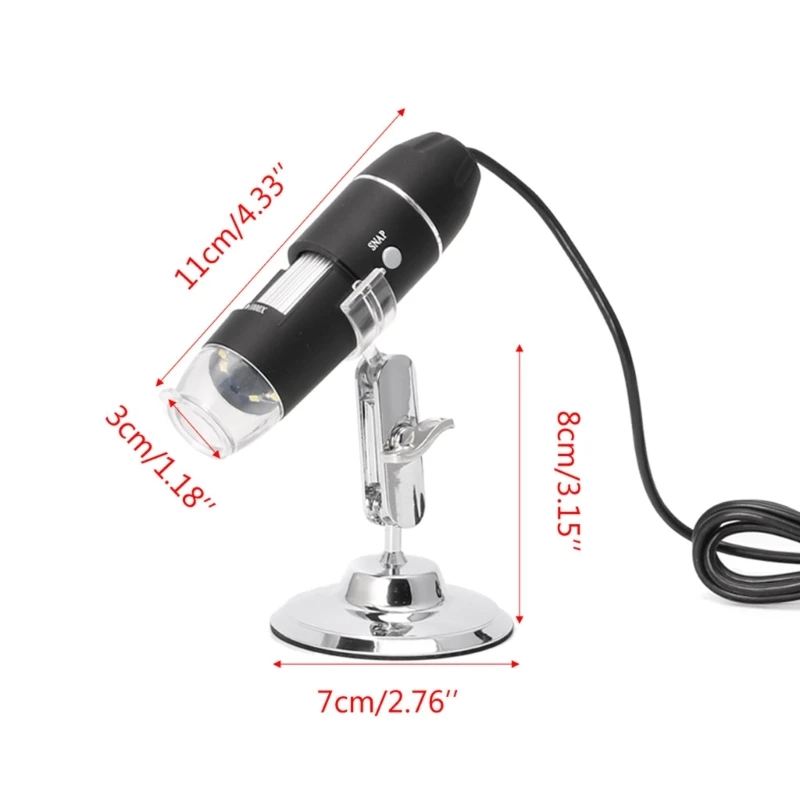 Portable USB Digital Microscope 8 LED Magnification Endoscope Camera with Adjustable Metal Stand Supports for Windows/XP