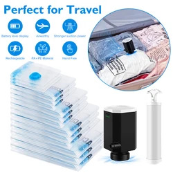 Clothes Vacuum Storage Bags with Cordless Electric Pumps for Travel Clothes Blankets Bedding Compression Seal for Closet Storage