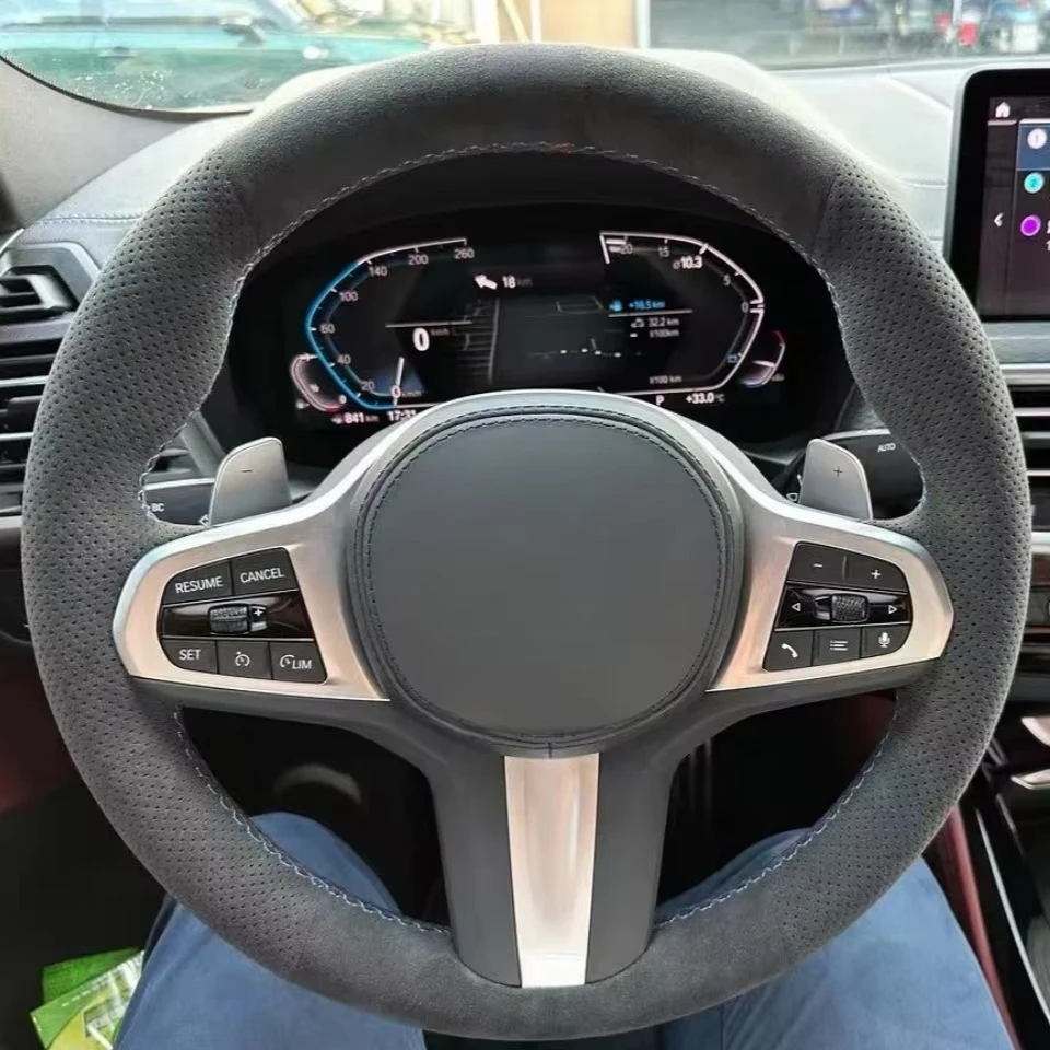 Customized Car Steering Wheel Braid Cover Hand Sewing Suede For BMW M Sport G30 G31 G32 G20 G21 G14 G15 G16 X3 G01
