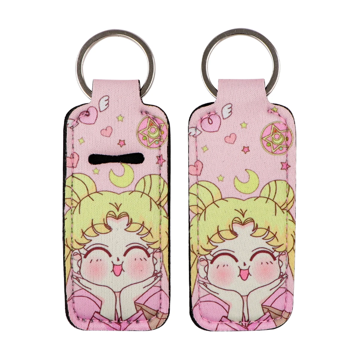 Rose Anime magique fille pince sur rouge à lèvres porte-manchon femmes à la mode baume à lèvres porte-clés baume à lèvres porte-sac breloques porte-clés