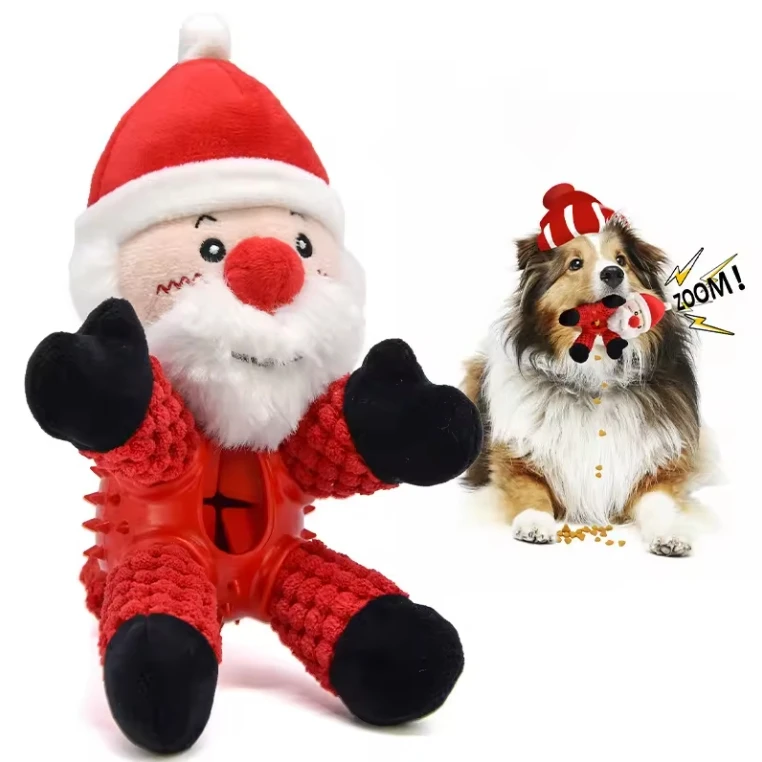 

New Christmas Elk Shape Santa Claus Shape Snowman Dog Puzzle Toy Stuffed Interactive Pet Leaking Food Squeaky dog toys luxury