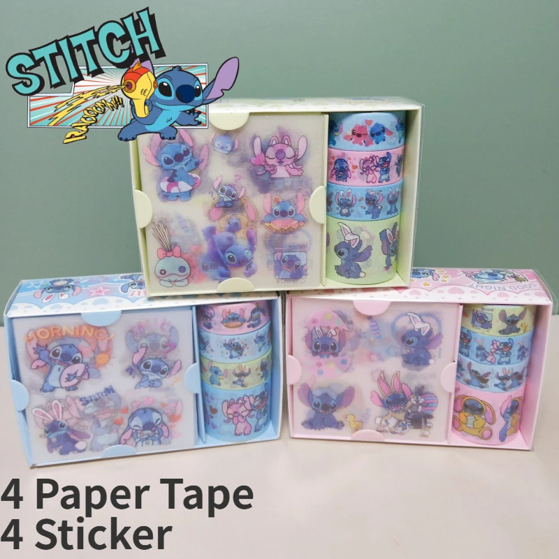 

8pcs/box Disney Stitch Handbook Paper Tape Sticker Toys Lilo & Stitch Decorative Materials Student Stationery DIY Stickers