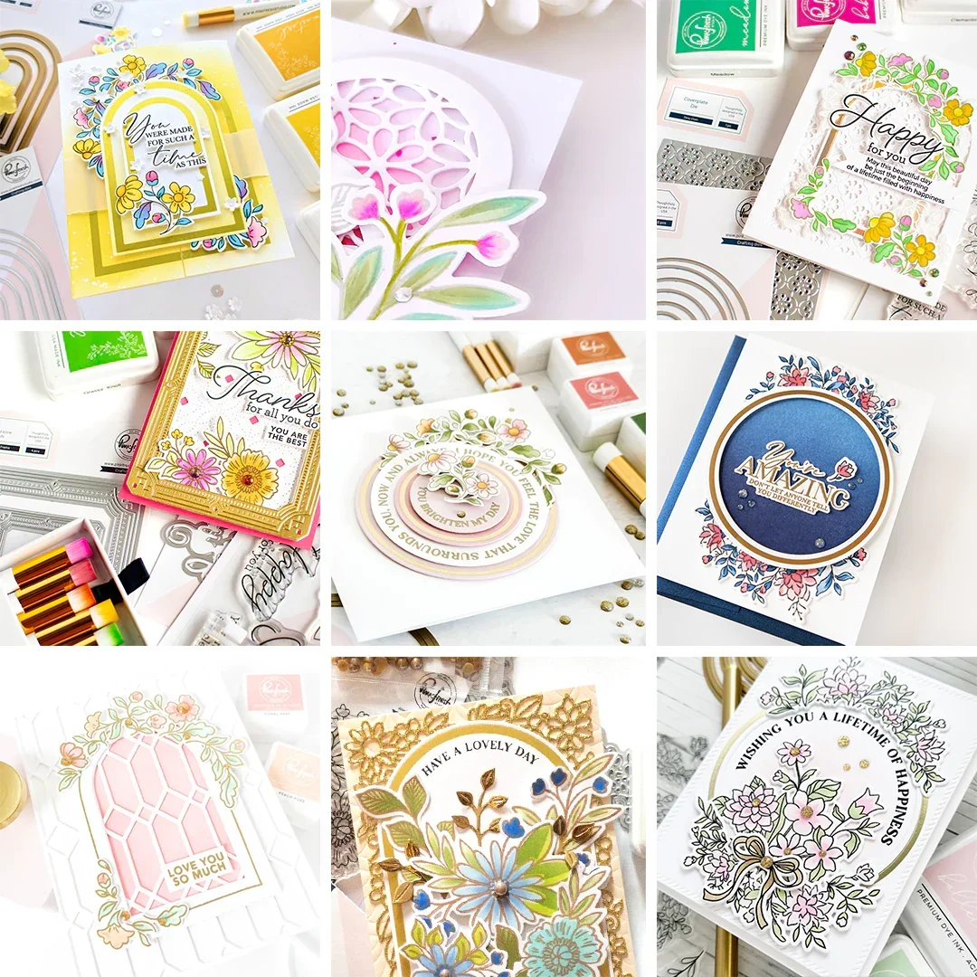

New Happy Circle Florals Shape Clear Stamps Metal Cutting Dies Stencil Hot Foil Decor Scrapbooking DIY Craft Card Paper Punching