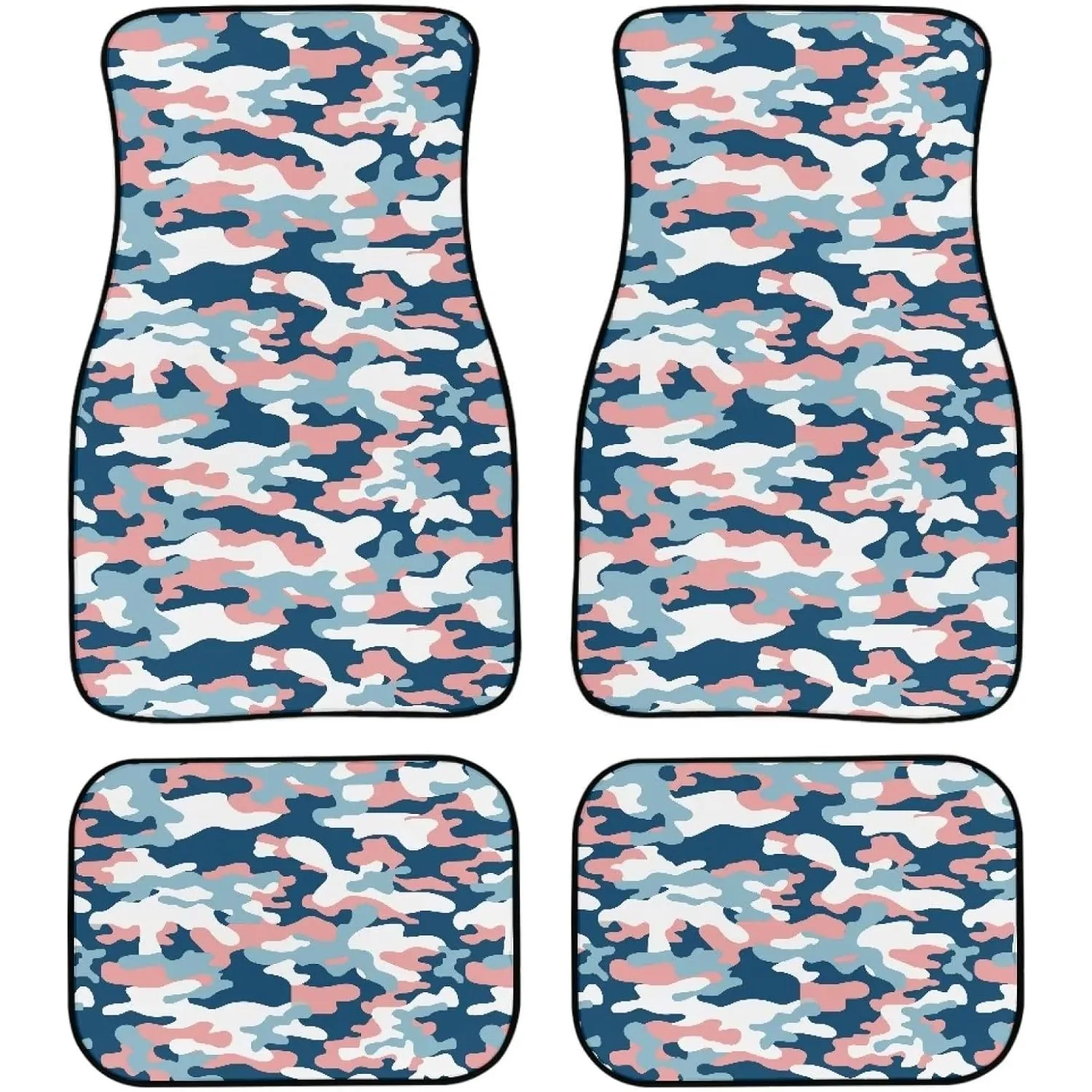 Complete Set Of Camo Car Floor Mats For Front And Rear, Designed For All Weather Conditions, Suitable For Suvs, Vans, Sedans, An