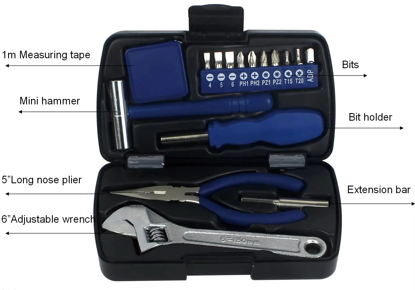 STLF 17 Hot Sale Promotional Mini Hand  Repair Gift with Plastic Box Tool Kit Tools Set