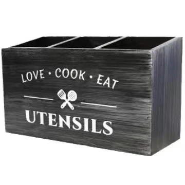 Wooden Cutlery Storage Box with Grid Chopsticks Organization Rack Kitchen Bedroom Desk Supplies Home Storage Box Decorate Gift